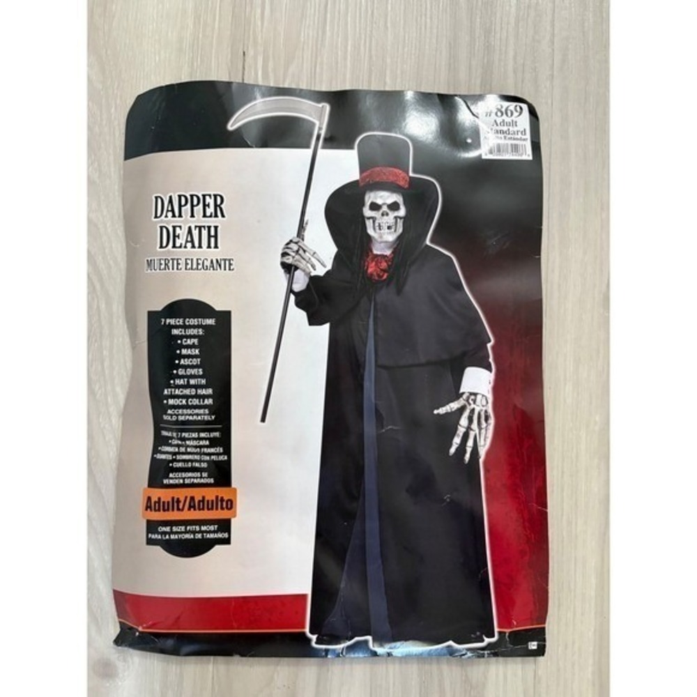 Dapper Death Adult Men Costume Halloween 7 Piece Set One Size
